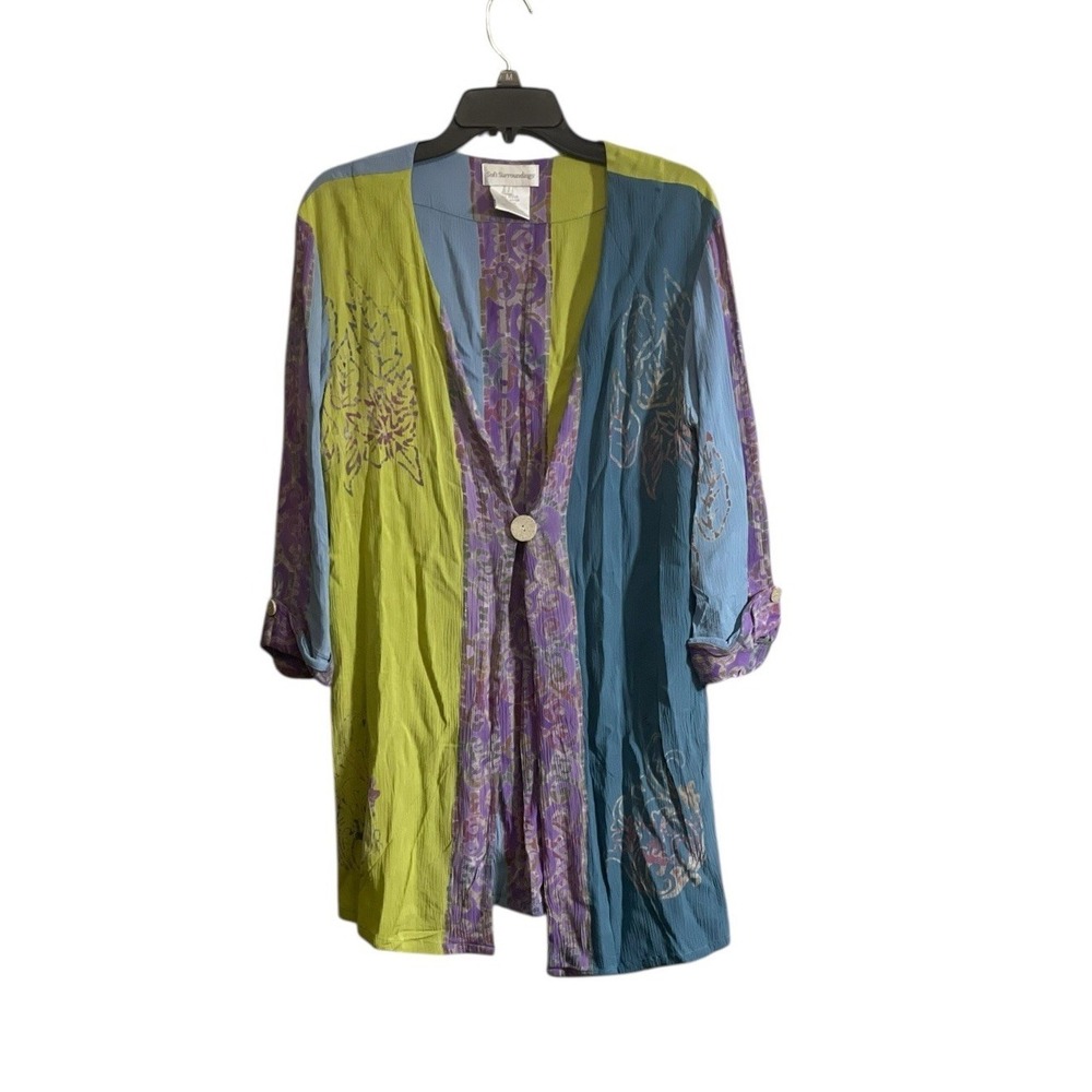 Soft Surroundings Small One Button Tunic Cardigan Top Boho Artsy Lagenlook